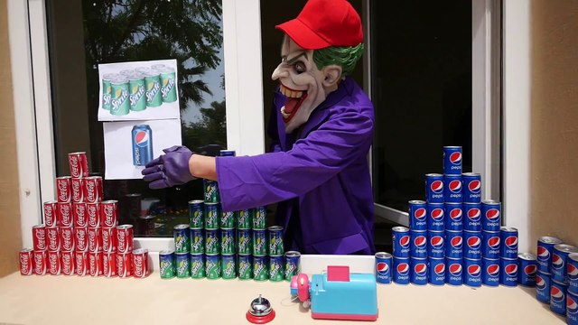 CRAZY COCA COLA PEPSI CHALLENGE! Movie Kids Toys w- Spiderman, Hulk & Joker Family FUN in Real Life