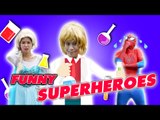 Is Frozen Elsa a ROBOT?! w/ Spiderman Joker Anna Snow White Maleficent Superheroes in Real Life