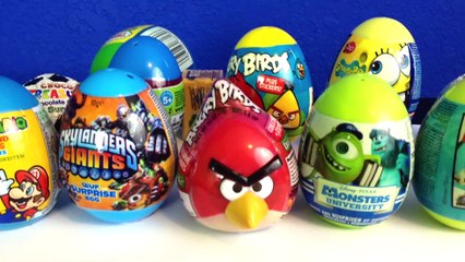 Angry Birds Toy Surprise Eggs SHREK, Pixar Cars Disney Monsters University, Spongebob, Sup