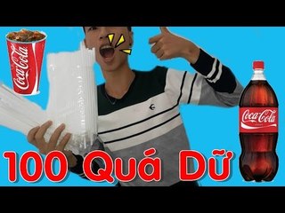 Vlogs #1 - Lấy 100 Ống hút  - Chơi với Cocacola ( Taking 100 straws )