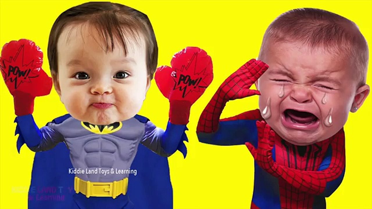 Crying Baby Superheroes in Real Life Batman and Spiderman Boxing Match
