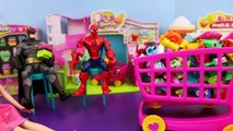 FROZEN Elsas Kid Alex and SPIDERMAN fight over SEASON 2 SHOPKINS SO COOL FRIDGE