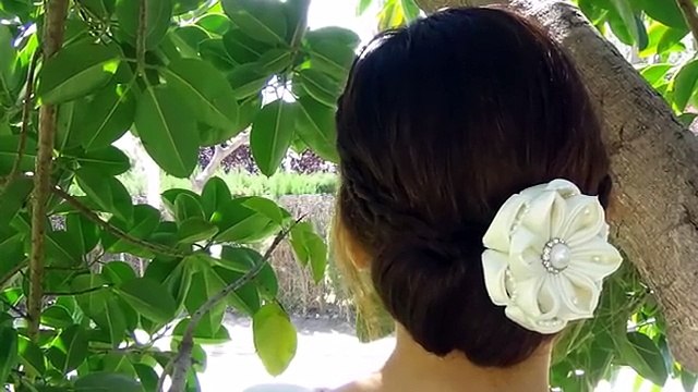 DIY kanzashi satin flower, wedding hair accessoire,kanzashi flower tutorial