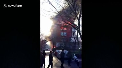 Major fire at residential building in Beijing