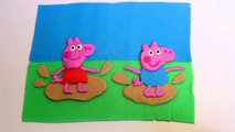 Playdough & Peppa Pig Muddy Puddles - Day at the Park George Papa Mama Train Peppa Pigs H