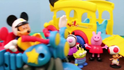 Mickey Mouse Clubhouse Slidin School Bus with Peppa Pig Saved by Superman Superhero BigBAM