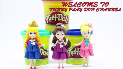Play Doh Disney Princesses Elsa Anna Belle Cinderella Ariel Aurora Rapunzel Prom Dresses
