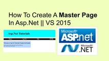 How to make master page in asp.net || Visual Studio 2015