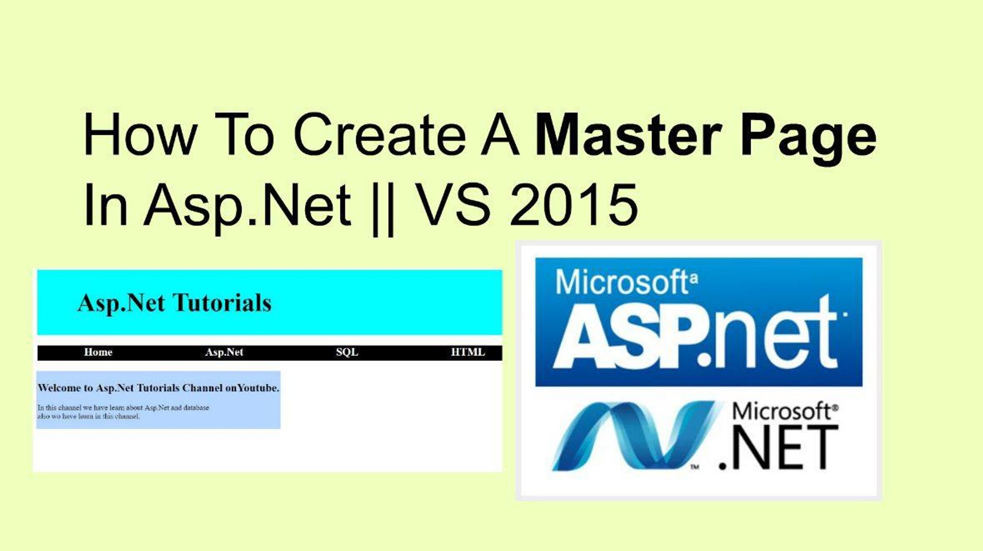 ⁣How to make master page in asp.net || Visual Studio 2015