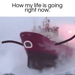 Un bateau dans la tourmente... Mais avec des bras et une bouche