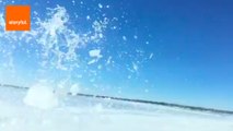 Truck Falls Through Frozen Lake