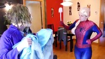 SPIDERMAN vs JOKER! Joker Poo Colored Balls w/ Pink Spidergirl Frozen Elsa - Fun Superhero