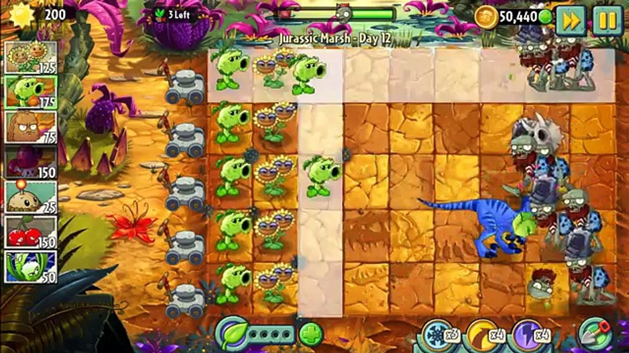 Plants vs Zombies 2 - Jurassic Marsh Day 12 Jurassic Gargantuar Gameplay