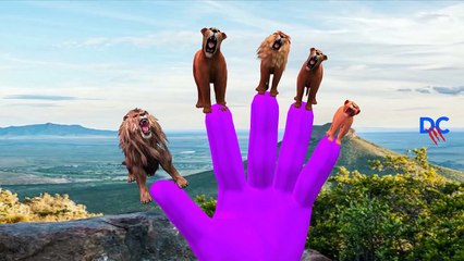 Dinosaurs Vs Lion Gorilla Elephant Finger Family Nursery Rhymes & Cartoon Short Movies For