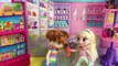 Grocery Shopping! Elsa & Anna kids shop at Barbie's Grocery Store  Barbie Car  Cand
