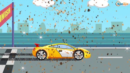 Carros de Carreras. Coche DEPORTIVO. Dibujos animados de COCHES. Carros Para Niños