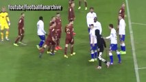 Hajduk Split captain confronts masked hooligan after he charges onto the pitch and chases referee with iron bar