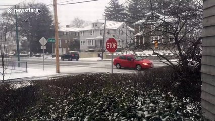 Timelapse footage captures the impact of blizzard on Boston