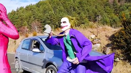 Evil Elsa KIDNAPS SANTA! w/ Spiderman Joker Car Maleficent Pink Spidergirl Frozen Anna Sup