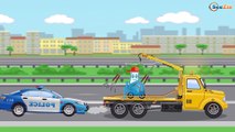 Coche de Policía es Azul - Carritos para niños - Dibujos animados infantiles - Caricatura de carros
