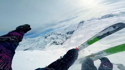 Un skieur filme des sauts avec une Gopro !