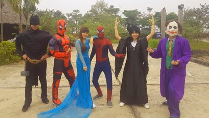 Spiderman Frozen Elsa Help Batman Deadpool Fight Joker & Maleficent ✦ Batman & Deadpool Prank Joker
