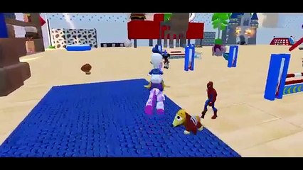 El hombre araña y el Pato donald y mickey mouse de la carrera en el equipo de Disney canciones Infantiles