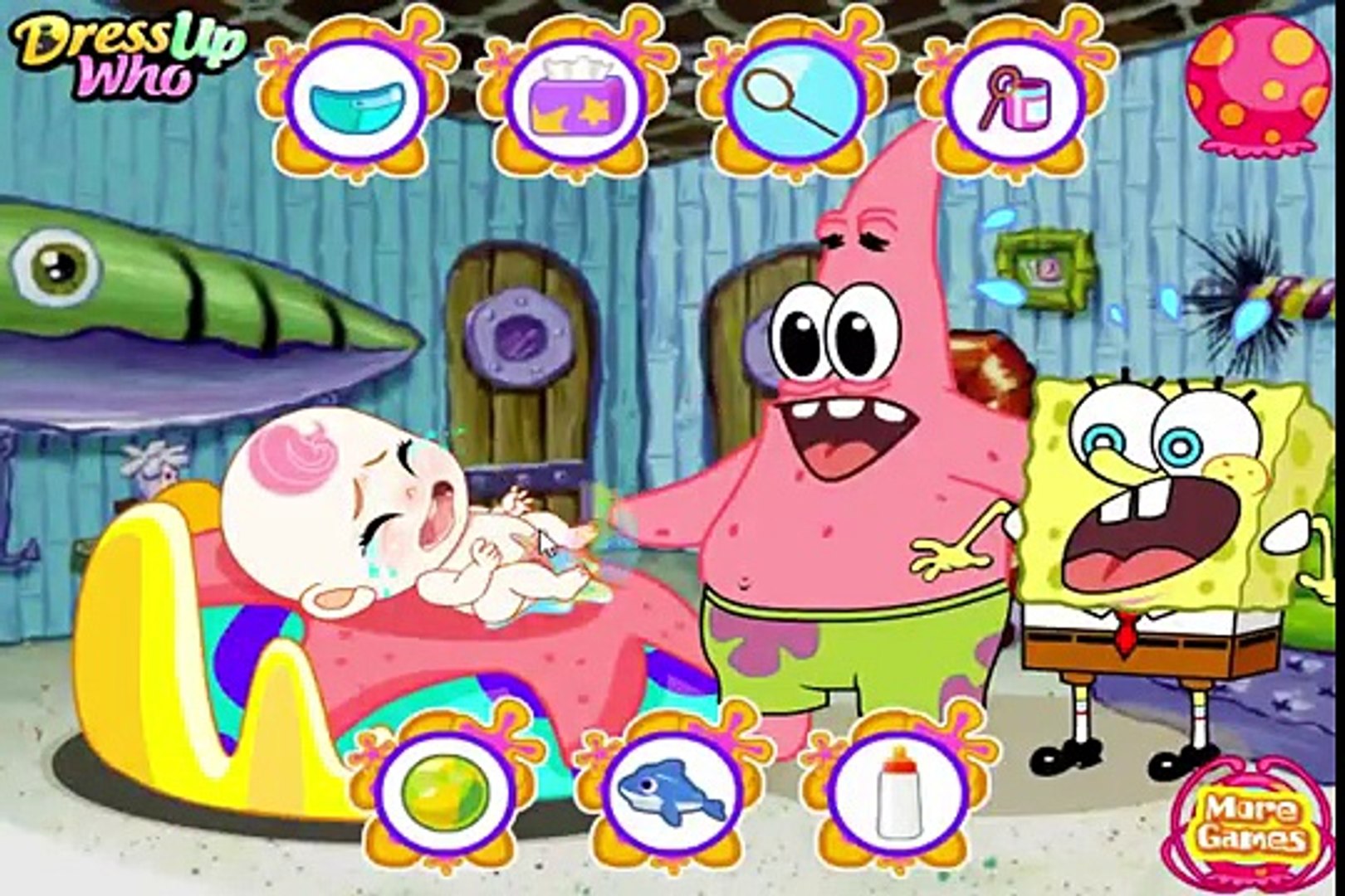 Bob Esponja Y Patricio De Canguro De Cuidados Del Bebe Y Juegos De Vestir Para Ninos Video Dailymotion