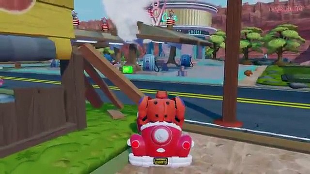 BAYMAX Tossing Critters and Playing on Water Slides + Riding Mickey Mouse Car Helicopter