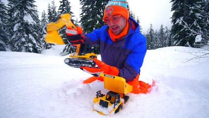 Blippi playing in the Snow with Dump Truck and Excavator--GtQN-a5IUk