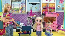 Baby Sitter! Barbie Babysitting Elsa & Anna! Change Diaper Feed Baby Toilet Disaste