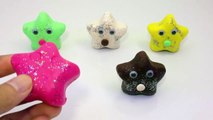 Learn Colours With Glitter Play Dough Star Smiley Face With Cars Molds Fun & Creative for