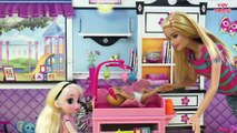 Baby Sitter! Barbie Babysitting Elsa & Anna! Change Diaper Feed Baby Toilet Disaster