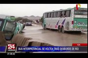 Ica: conductores cruzan río Tingue pese a volcadura de bus interprovincial