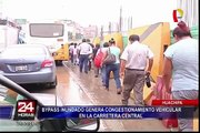 Huachipa: bypass inundado genera congestión vehicular en Carretera Central