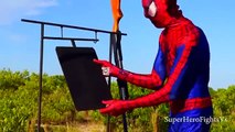 Spiderman Vs Ronald McDonald Toy Gun and target shooting Super Hero In Real Life IRL