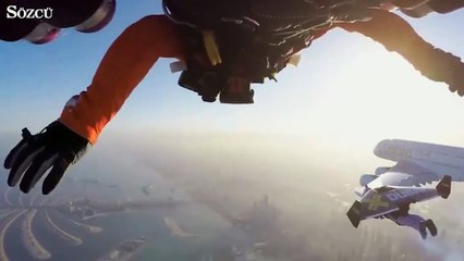 Uçakla yarışan jet adamlar...