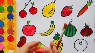 How To Draw Fruits and Vegetables and Coloring Dresses for Kids