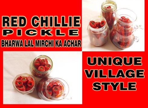 How to make Stuffed Red Chilli Pickle | Desi Style Pickle