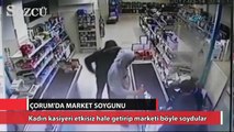 Kadın kasiyeri etkisiz hale getirip marketi böyle soydular