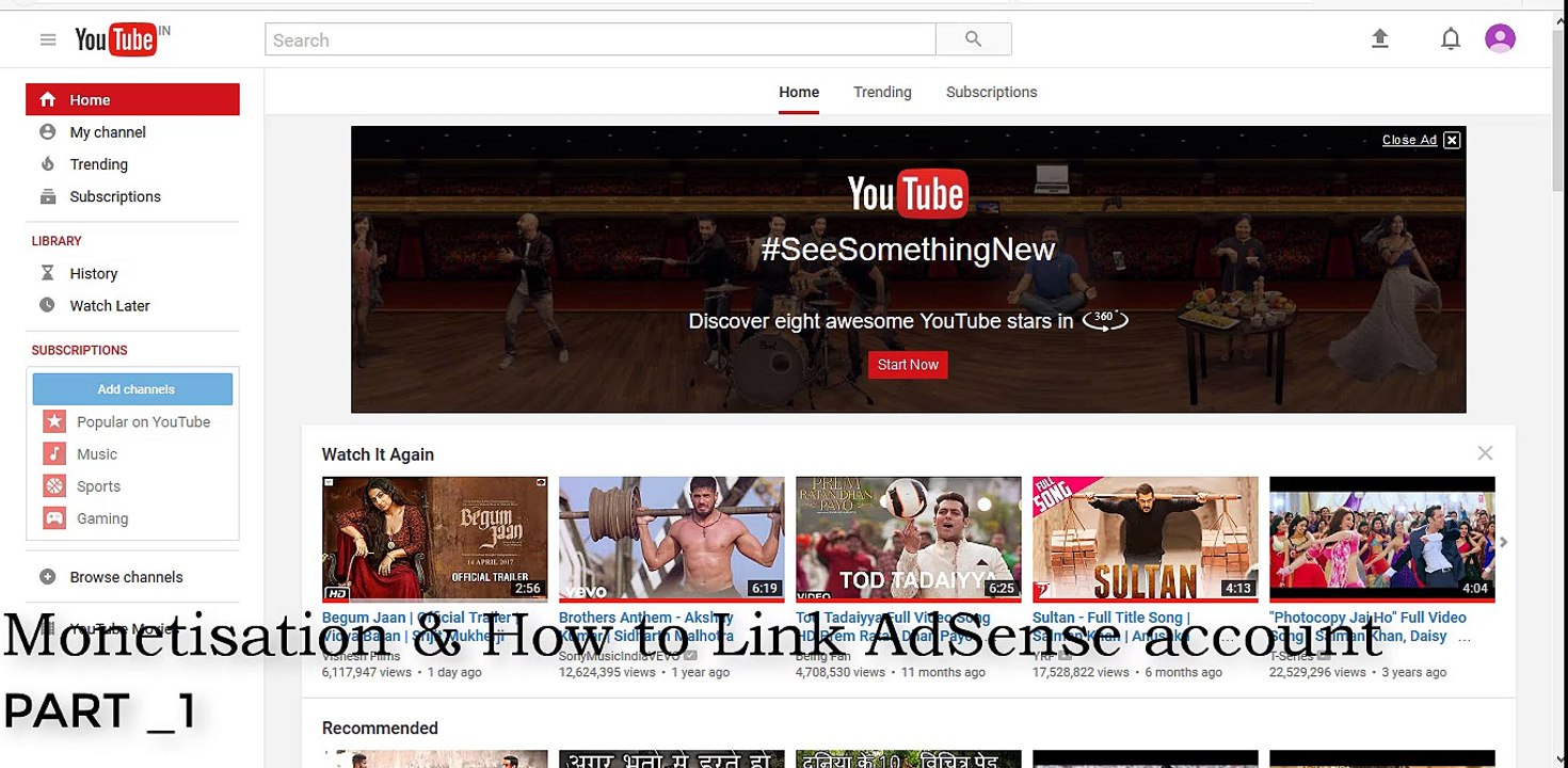 Monetisation on youtube How To link AdSense account Part-1