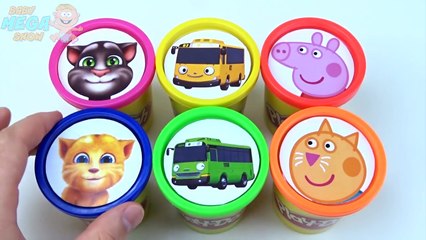 Download Video: Сups Stacking Play Doh Clay The Little Bus Tayo Peppa Pig Talking Tom Learn Colors for Chi