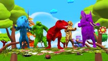 Animals Dinosaurs Gorilla Elephant Five Little Monkeys Jumping On The Bed Nursery Rhymes C