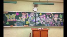 【驚愕】もはや神レベル！学校のおもしろい黒板の落書きアート③