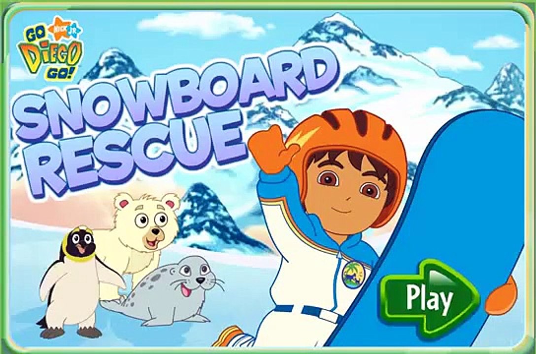 GO DIEGO GO VIDEO GAMES - SNOWBOARD RESCUE & UNDERWATER ADVENTURE NICK JR FUN GAMES