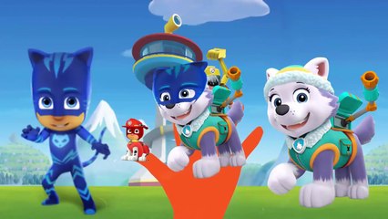 Скачать видео: Paw Patrol transforms into Superheroes Finger Family Song | Mickey Mouse, PJ Masks, Pocoyo