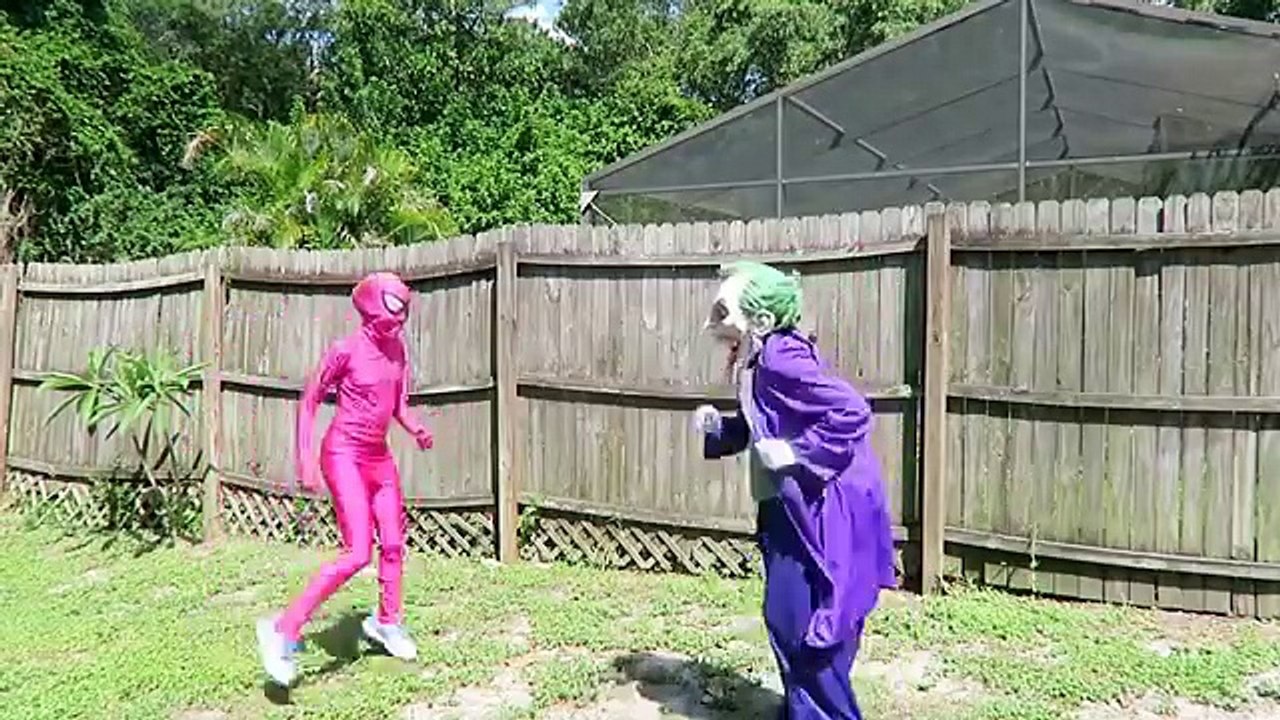 Spiderman vs Joker vs Two-Face! w/ Minion Buddy! - Pink Spidergirl & Batman - Funny Superh