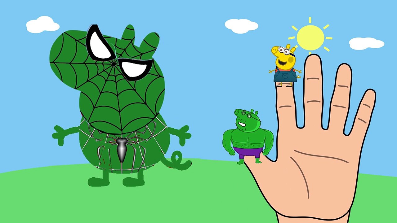 Peppa pig Iron Man Super Heroes FINGER FAMILY SONG ♥Toy Nursery Rhyme♥ Lyrics & MORE Kids