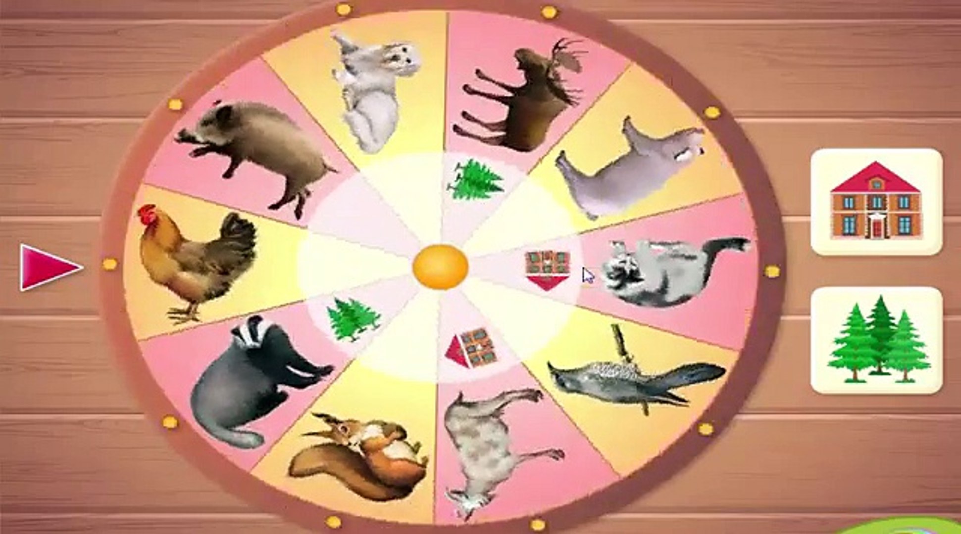 Забавная интересная игра Волшебное колесо Животные