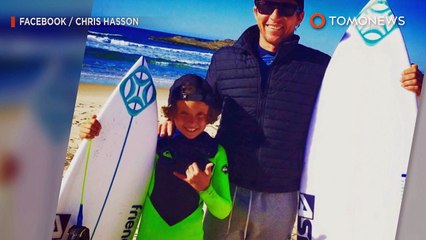 Menino de 10 anos fotografado surfando sobre  Grande Tubarão Branco.